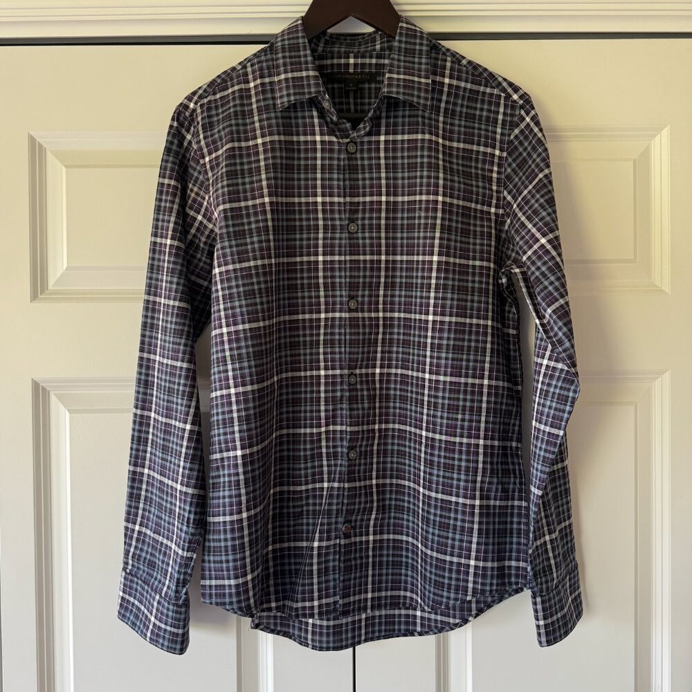 John Varvatos USA Purple Plaid Button Down Shirt Size S